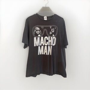 Vintage WWE WWF Macho Man Randy Savage Black Graphic TShirt Old School Logo